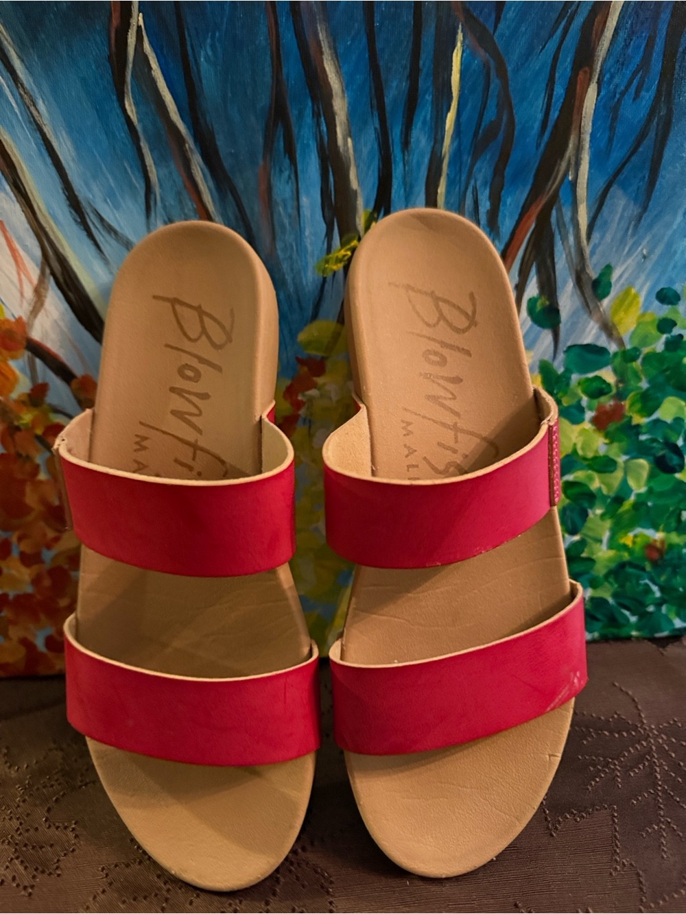 Blowfish Women's Bright Malibu Pink Double-Strap Slide Sandals.